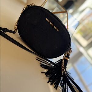 Michael Kors Black Crossbody Bag with Tassel Detail